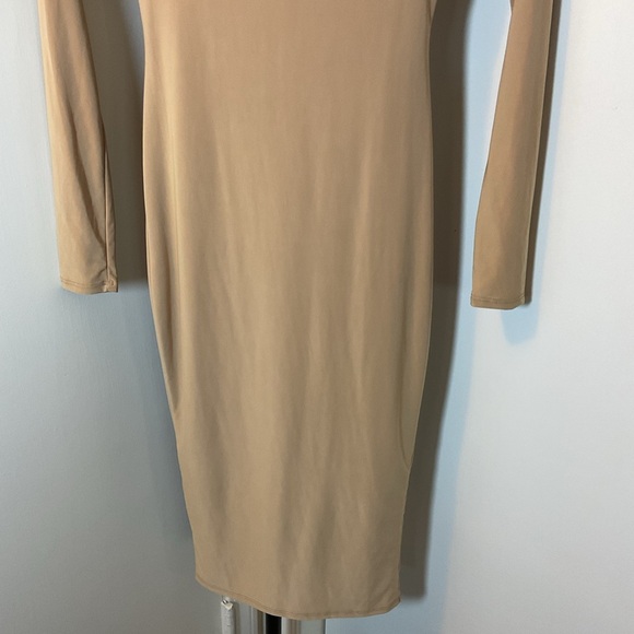 10. Tan Bodycon Long Sleeve Dress for Night Out Size Small - Picture 5 of 8